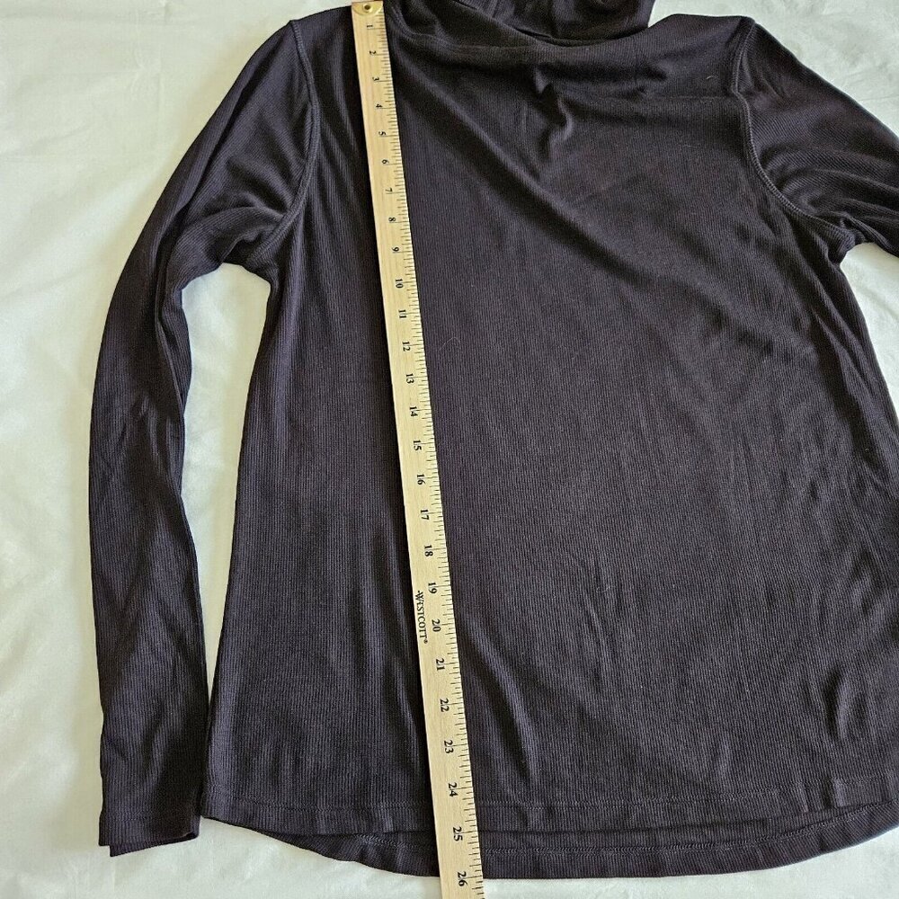 Terrera Black Turtleneck Top Womens L Bamboo Spandex LS Minimalist Office Siren - Picture 8 of 12
